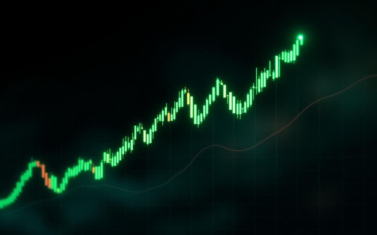 Rising candlestick chart on the Pulsa trading terminal